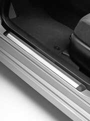 Luxury car floor mats in black fabric