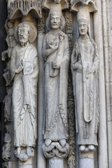 Notre Dame catholic cathedral, Chartres, France.North gate sculptures, 13th century