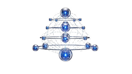 3D Deep Learning Neural Network Icon, Artificial Intelligence, isolated on white background