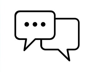Fototapeta premium Chat bubble icon with dots, next to an empty speech bubble, on a white background