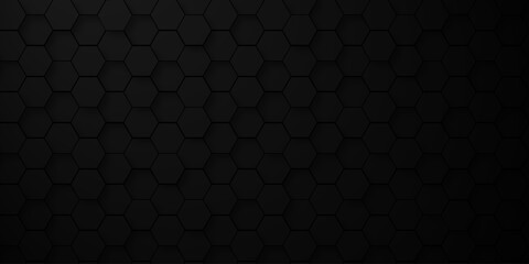 black and white seamless emboss grid hexagon paper metallic technology fabric backdrop pattern background.