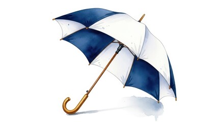 Open blue and white patterned protective accessory stands isolated against a white background