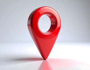 3D red map pin marker icon isolated on white background for location and web design