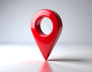 A red 3D map pin marker icon isolated on a white background