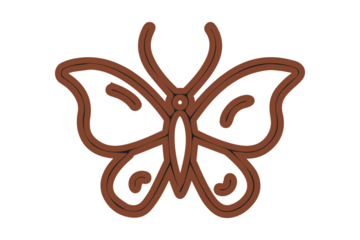 Brown Butterfly Outline with Swirls on Black Background insect animal
