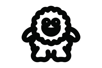 Cartoon Yeti Outline Icon on Black Background graphic design