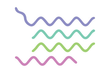 Four Wavy Lines in Different Pastel Colors on Black curves abstract