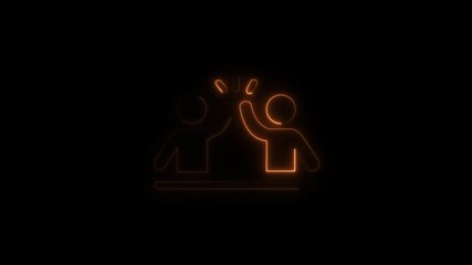 Abstract glowing neon Celebration card icon animation with dark background.Futuristic glowing neon Celebration icon with smooth animated