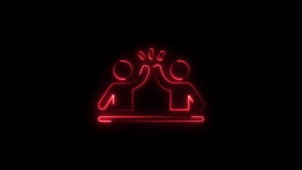 Abstract glowing neon Celebration card icon animation with dark background.Futuristic glowing neon Celebration icon with smooth animated