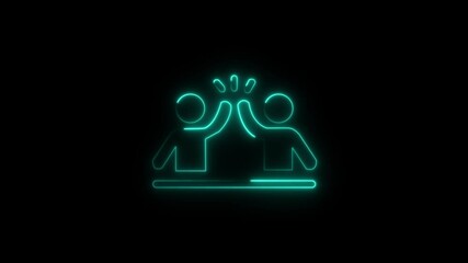 Abstract glowing neon Celebration card icon animation with dark background.Futuristic glowing neon Celebration icon with smooth animated