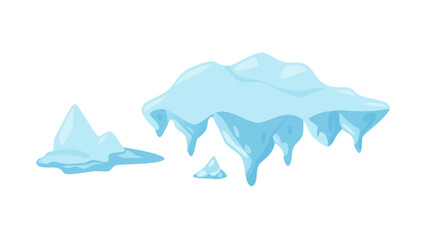 Iceberg Floating on Calm Ocean Minimal Vector Illustration on White Background