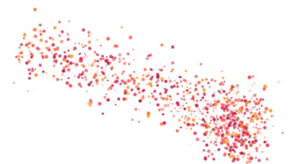 Red and Pink Confetti Dots Wave, Abstract Particle Scatter Background Overlay on White