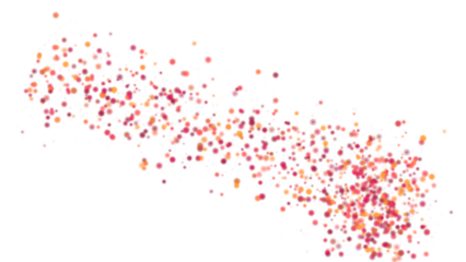 Red and Pink Confetti Dots Wave, Abstract Particle Scatter Background Overlay on White