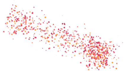 Abstract Red and Pink Confetti Particle Trail Background, Colorful Dot Scatter on White