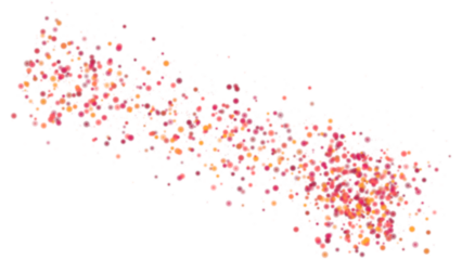 Abstract Red and Pink Confetti Particle Trail Background, Colorful Dot Scatter on White