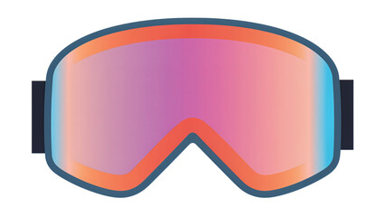 Winter ski goggles icon, colorful snow sport eyewear, protective gear, png file, isolated on white