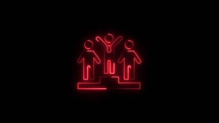 Abstract glowing neon Champion card icon animation with dark background.Futuristic glowing neon Champion icon with smooth animated