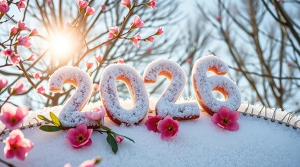 2026 inscription logo new year texture