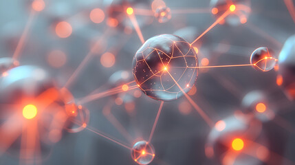 Abstract visualization of glowing interconnected nodes and digital network structure representing complex data flow and futuristic technology concepts