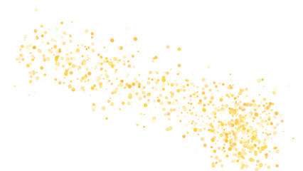 Abstract Gold Glitter Particle Trail, Shimmering Bokeh Confetti Scatter Background on White