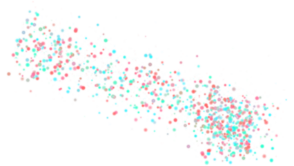 Pastel Confetti Particle Trail Background, Colorful Tiny Dots Scatter on White