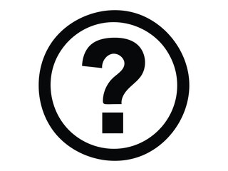 A simple black question mark inside a black circular frame