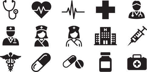 Medical healthcare icons set for clinic use