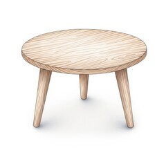 Round wooden piece of furniture stands on three tapered legs
