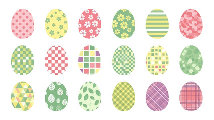Colorful Easter Eggs Collection with Various Pastel Patterns for Holiday Decorations
