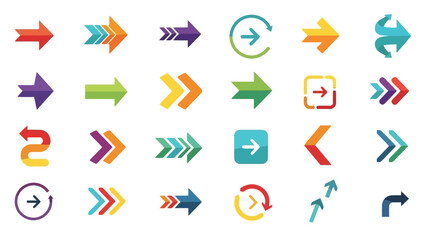 Collection of Colorful Arrow Icons: Directional Symbols and Navigation Elements