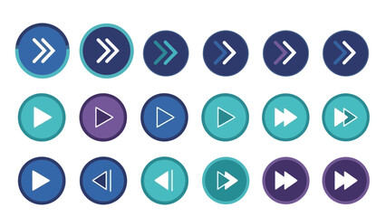 Collection of Colorful Circular Arrow Icons for Digital Interfaces and Media Playback Control