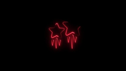 Abstract glowing neon Stars icon animation with dark background.Futuristic glowing neon Stars icon with smooth animated