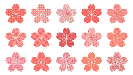 Decorative Japanese Floral Design: Collection of Pink Cherry Blossom Patterns for Creative Projects