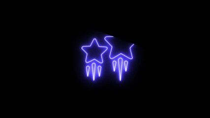 Abstract glowing neon Stars icon animation with dark background.Futuristic glowing neon Stars icon with smooth animated