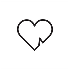 black Heart vector icon. heartbeat icon on isolated background. Symbol cardiogram heart logo in linear style. Vector illustration