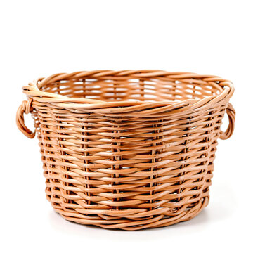 Panier en osier fait main sur fond blanc