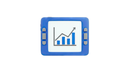 Tablet Displaying Growth Chart on White Background