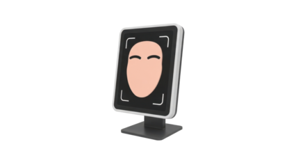 3D Biometric Face Scan Icon, Identity Verification, isolated on white background