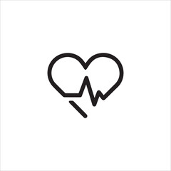 black Heart vector icon. heartbeat icon on isolated background. Symbol cardiogram heart logo in linear style. Vector illustration