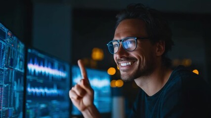 Asian Male Signal Processing Engineer Reviewing Waveform Data - Powered by Adobe