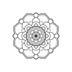 Highly Detailed Black and White Mandala Line Art Pattern.