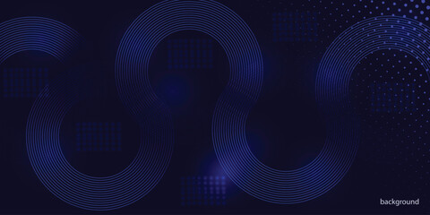 Abstract blue geometric lines glowing on dark blue background. . Futuristic technology concept. white pattern  for banner, wallpaper, cover Vector illustration .