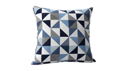 Geometric patterned throw pillow isolated on transparent background