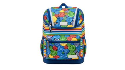 A colorful backpack isolated on transparent background