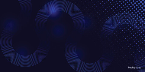 Abstract blue geometric lines glowing on dark blue background. . Futuristic technology concept. white pattern  for banner, wallpaper, cover Vector illustration .
