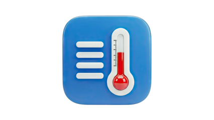 Temperature Icon with Menu on Blue Background