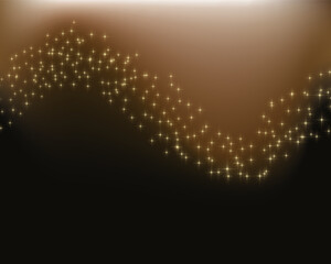 Abstract Gold Glitter Dust Trail on Dark Brown Background