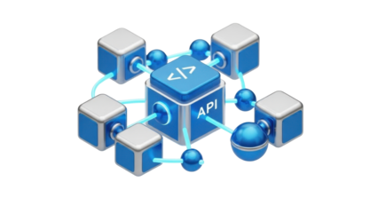 3D API Application Programming Interface Icon, Software Integration, isolated on white background