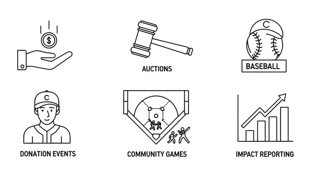 Charity baseball event with auctions and community games