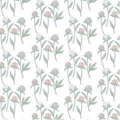Seamless Pastel Peony Flower Pattern